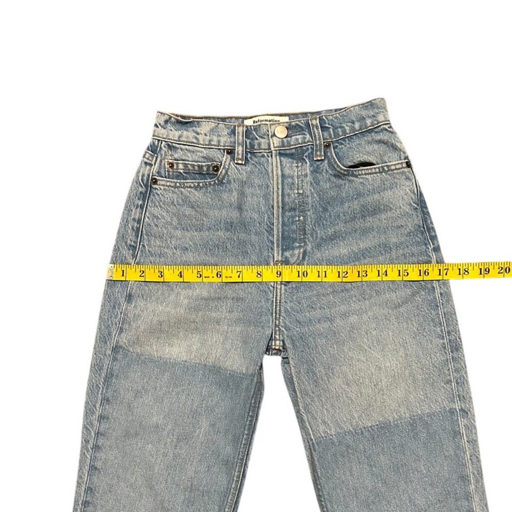 Reformation Cynthia High Rise Jeans Womens 23 Light Wash Straight Leg Button Fly - Picture 10 of 11